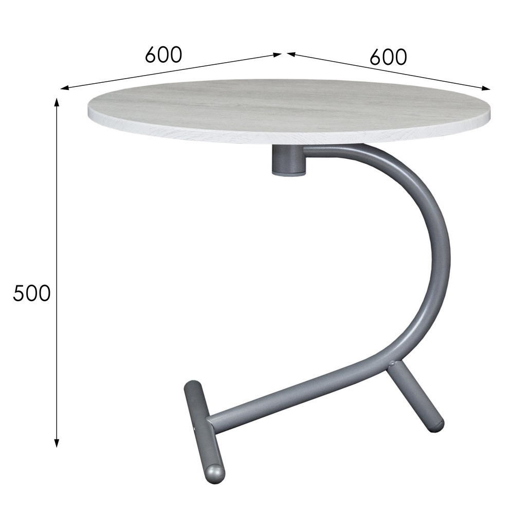 Стол журнальный Дуэт 14 дуб дымчатый/металлик