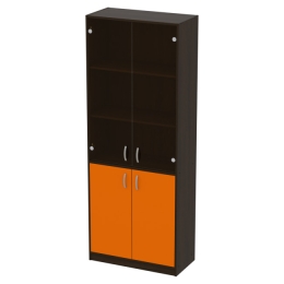 Офисный шкаф ШБ-3+А5 тон. бронза цвет Венге+Оранж 77/37/200 см