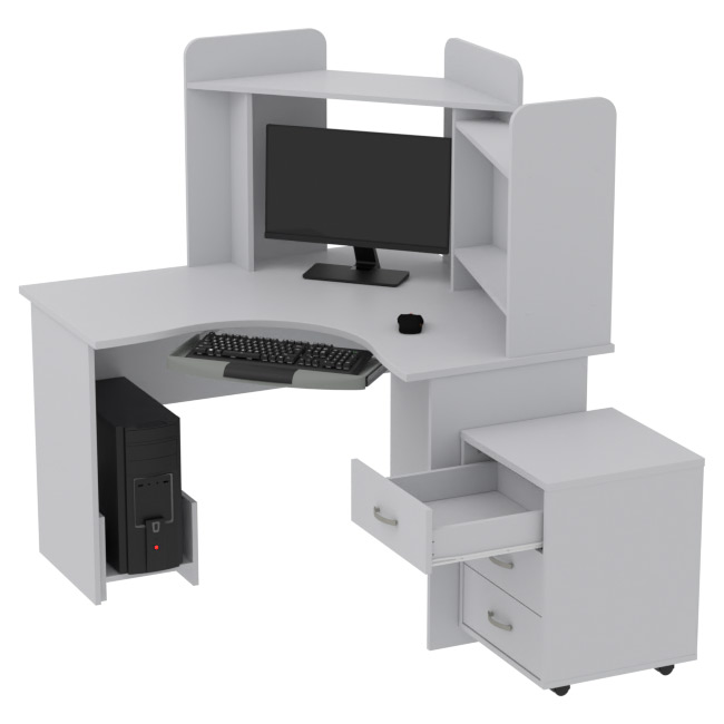 Компьютерный стол КП-СКЭ-3 цвет Серый 120/120/141 см