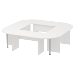 Стол для переговоров составной белого цвета СТ-9+СС-19 266/266/76 см