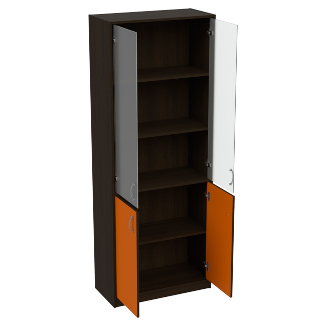Офисный шкаф ШБ-3+А-5 матовый цвет Венге+Оранж 77/37/200 см