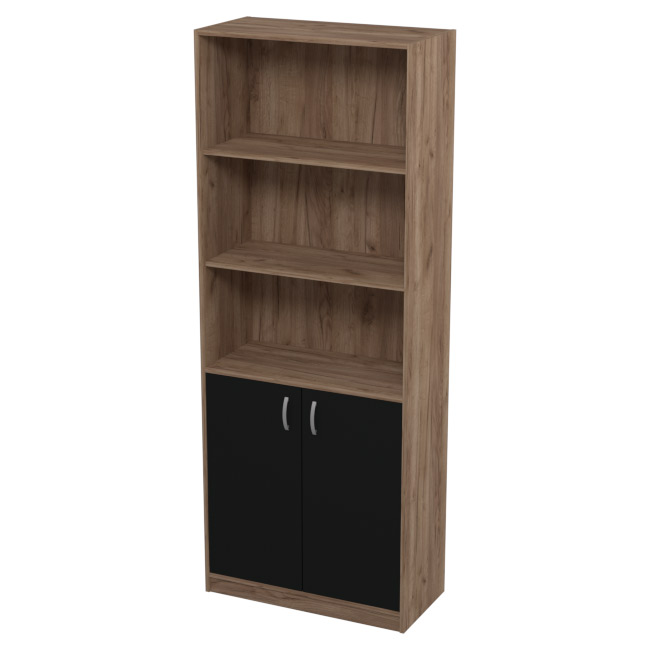 Шкаф для офиса ШБ-3 цвет Дуб крафт + Черный 77/37/200 см