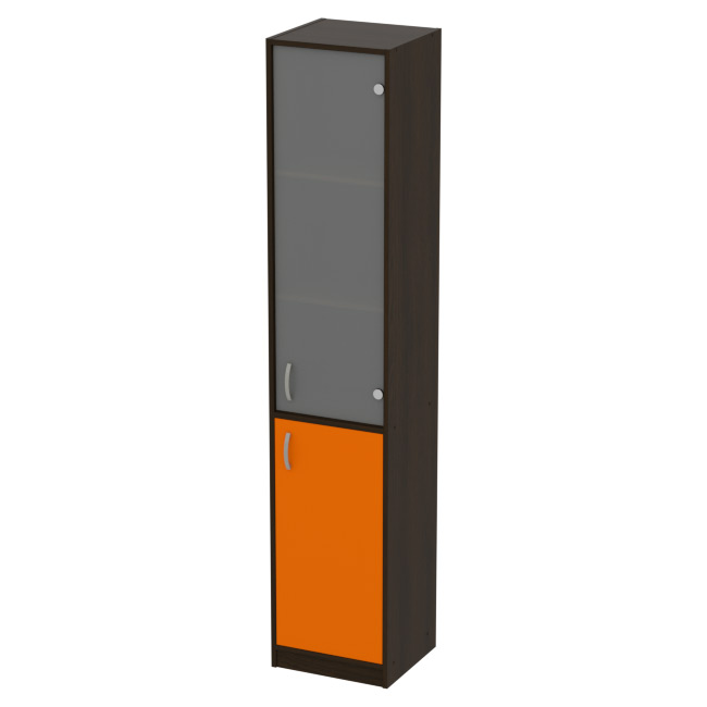 Офисный шкаф СБ-3+А5 матовый цвет Венге+Оранж 40/37/200 см