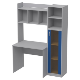 Компьютерный стол СК-15+ДВ-62 бронза Серый+Синий 130/60/180 см