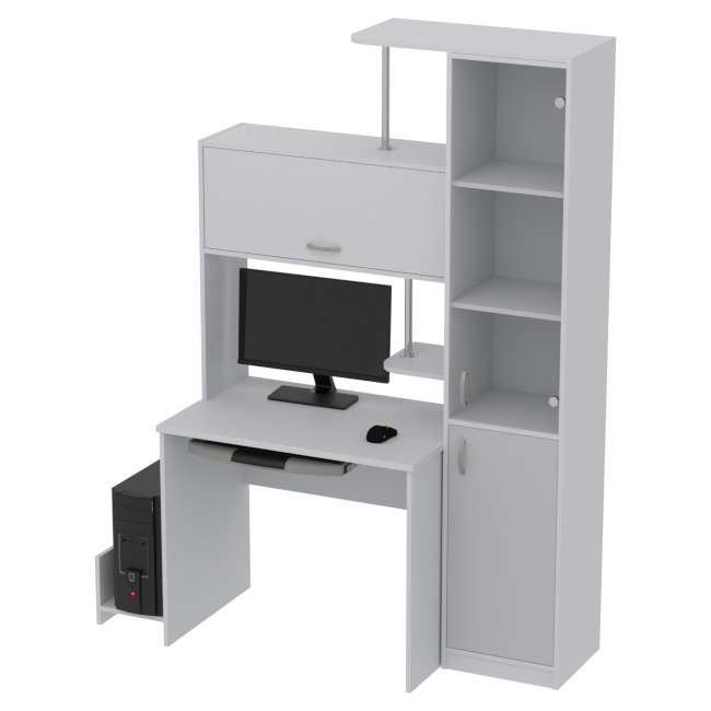Компьютерный стол КП-СК-14 цвет Серый 130/60/202 см