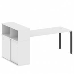 Стол письменный на П-образном м/к с опорным шкафом-купе 221/112/109 METAL SYSTEM БП.РС-СШК-3.5 Белый-Антрацит