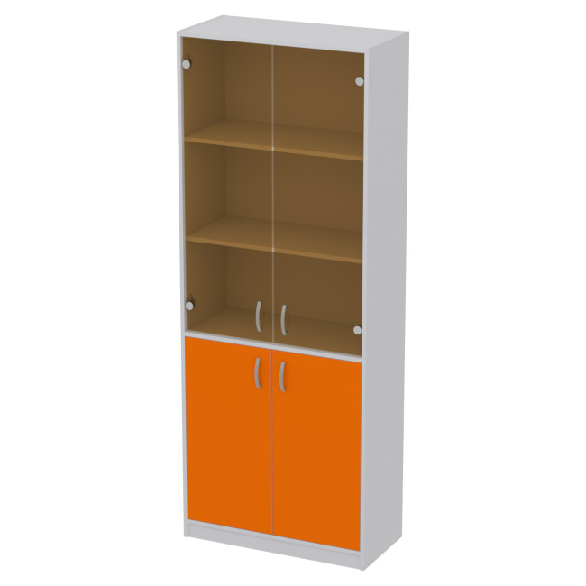 Офисный шкаф ШБ-3+А5 тон. бронза цвет Серый+Оранж 77/37/200 см