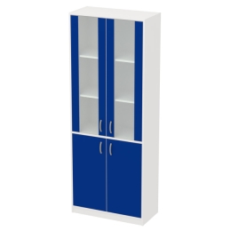Офисный шкаф ШБ-3+ДВ-62 матовый цвет Белый+Синий 77/37/200 см