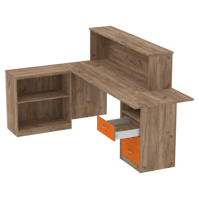 Комплект офисной мебели КП-12 цвет Дуб крафт+Оранж