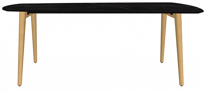 Стол для переговоров Rem-210 мрамор черный + массив ясеня