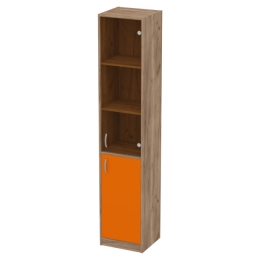 Офисный шкаф СБ-3+А5 тон. бронза цвет Дуб Крафт+Оранж 40/37/200 см