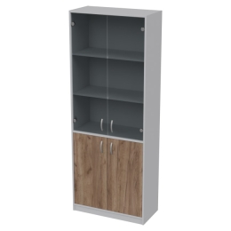 Офисный шкаф ШБ-3+А-5 графит цвет Серый+Дуб Крафт 77/37/201