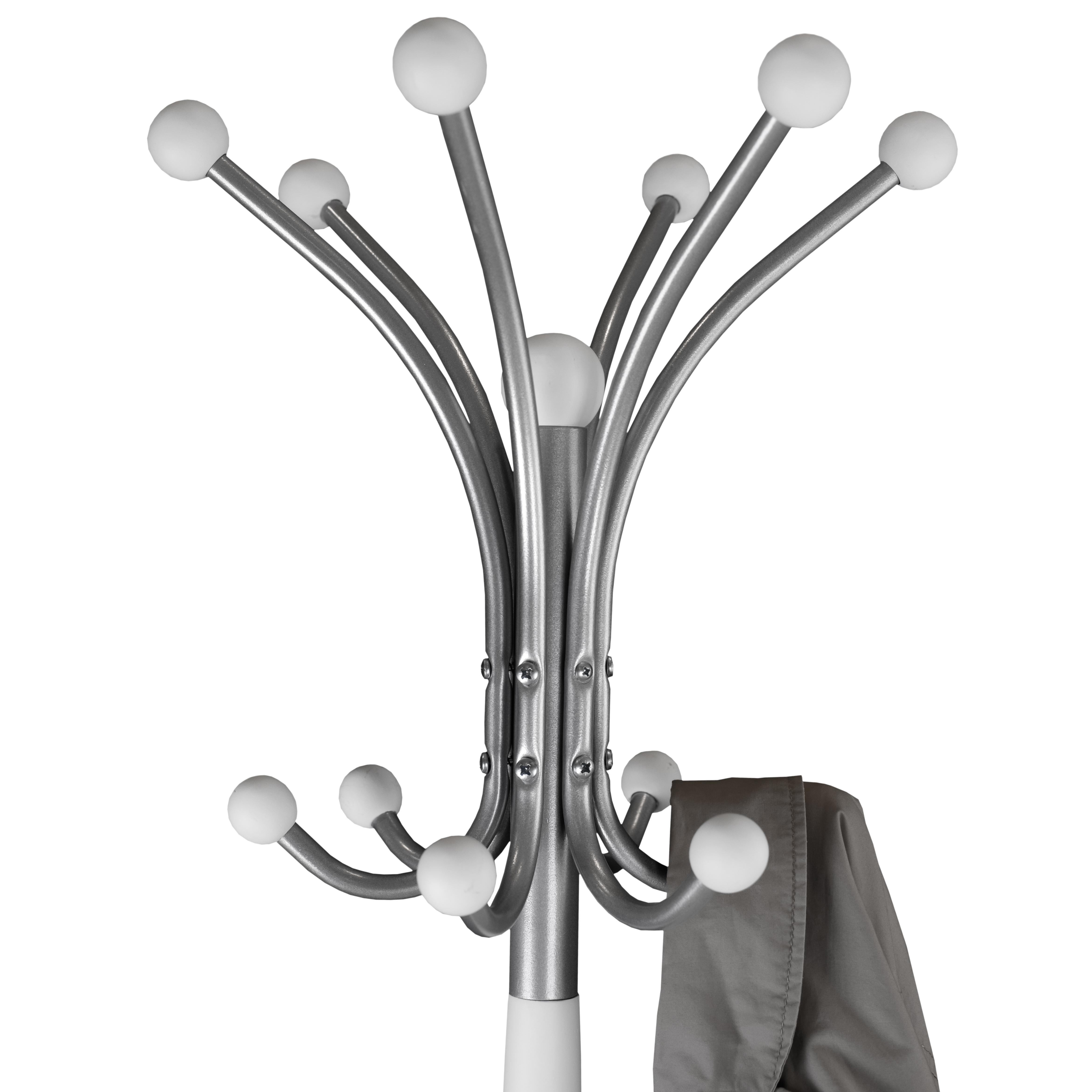 Вешалка напольная Д 2 металлик/ белый