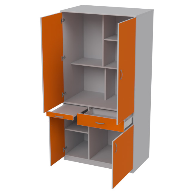 Мини кухня МК-1Р распашные двери цвет Серый+Оранж 100/60/200 см