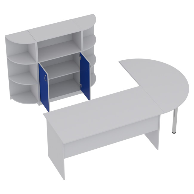 Комплект офисной мебели КП-13 цвет Серый+Синий