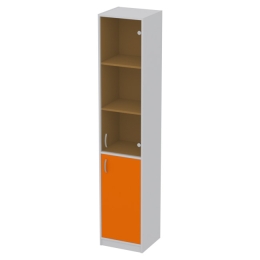 Офисный шкаф СБ-3+А5 тон. бронза цвет Серый+Оранж 40/37/200 см