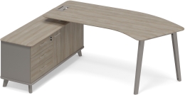 Стoл руководителя эргономичный левый с тумбой опорной Мокко-Вяз ТМ М1 125 МП ВЛ ВЛ 216,4/159,2/75,6