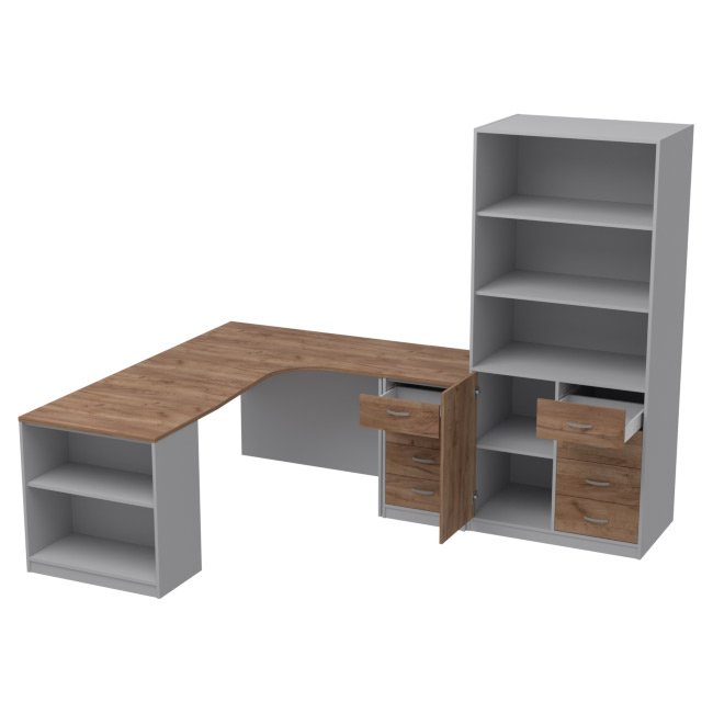 Комплект офисной мебели КП-21 цвет Серый+Дуб Крафт