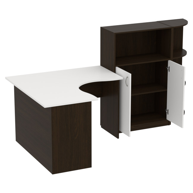 Комплект офисной мебели КП-10 цвет Венге+белый