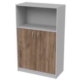 Офисный шкаф СБ-63 цвет Серый+Дуб Крафт 77/37/123 см