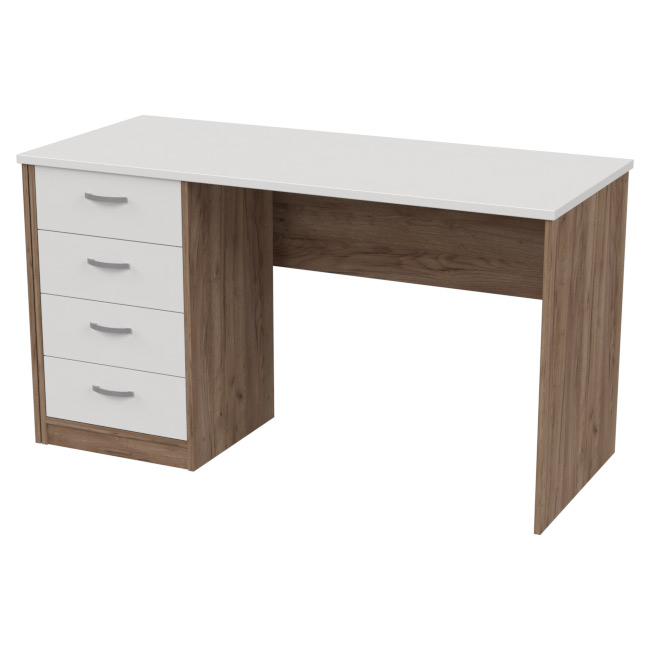 Офисный стол СТ-42+ТС-27 цвет Дуб Крафт + Белый 140/60/76
