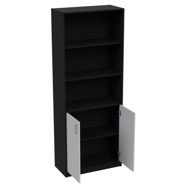 Шкаф для офиса ШБ-3 цвет Черный + Серый 77/37/200 см
