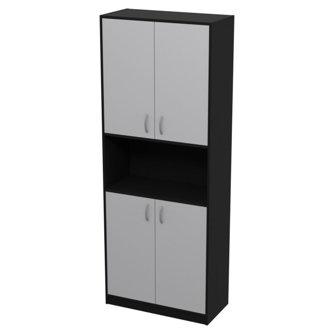 Шкаф для офиса ШБ-4 цвет Черный + Серый 77/37/200 см