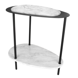Стол журнальный МеталлАрт М036 белый мрамор/черный