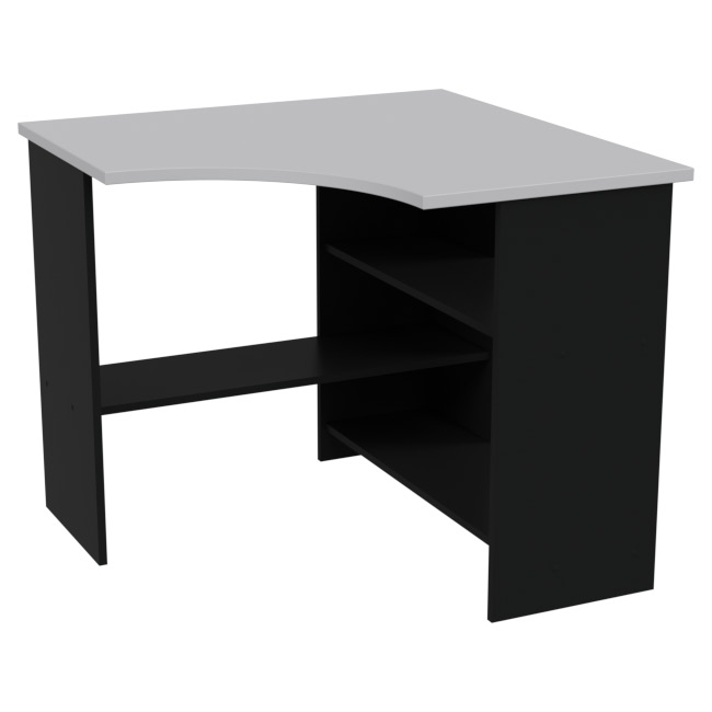 Угловой стол СТУ-21 цвет Черный+Серый 90/90/76 см