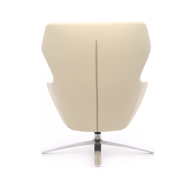Кресло Riva Design F1705 с подставкой для ног Светло-бежевое кожа
