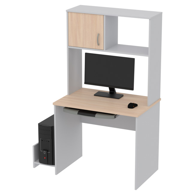 Компьютерный стол КП-СК-6 цвет Серый+Дуб Молочный 90/60/163 см