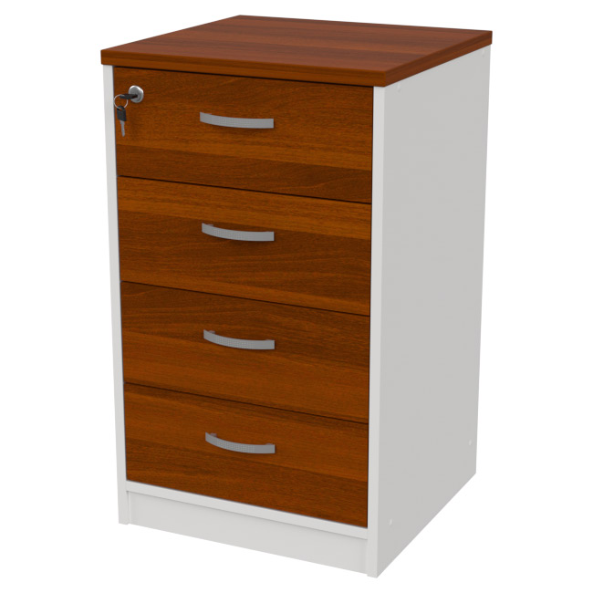 Офисная тумба приставная ТС-27+С46 с замком цвет Белый + Орех 45/44/76 см