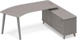 Стoл руководителя эргономичный на опорной тумбе правый Мокко премиум ТМ М1 126 МП МП МП 216,4/159,2/75,6