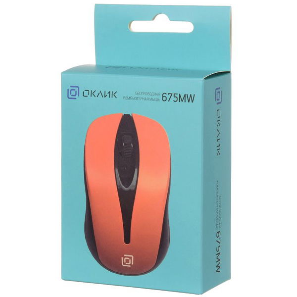Мышь Oklick 675MW USB черный/оранжевый