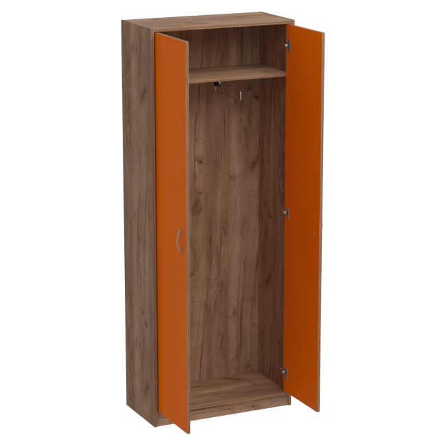 Офисный шкаф для одежды ШО-52 цвет Дуб Крафт+Оранж 77/37/200 см