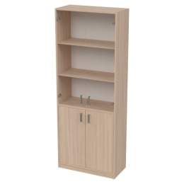 Офисный шкаф ШБ-3+А-5+С-19 прозр. цвет Дуб Молочный 77/37/200 см