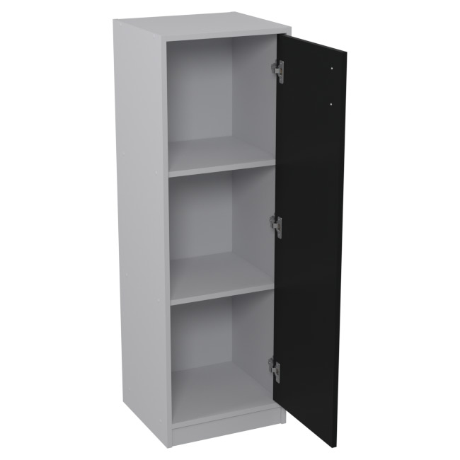 Шкаф для офиса СБ-61+ДВ-61 цвет Серый + Черный 40/37/123 см