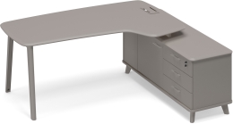 Стoл руководителя правый эргономичный с тумбой Мокко премиум ТМ М1 122 МП МП МП 196,4/161,2/75,6