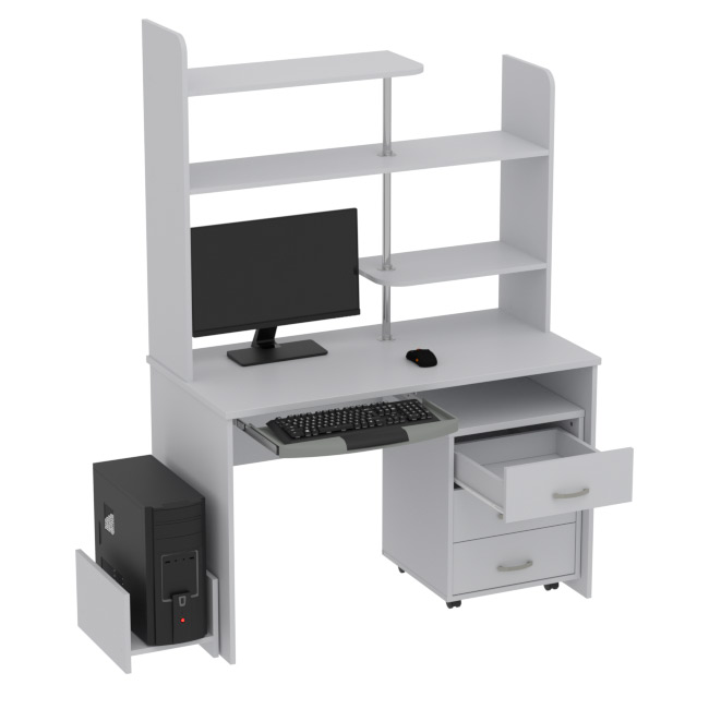 Компьютерный стол КП-СК-12 цвет Серый 120/60/176 см