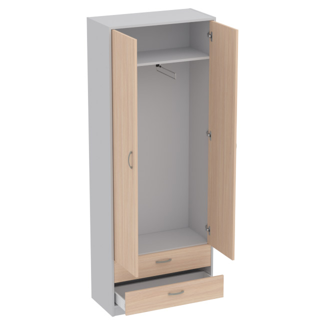 Шкаф для одежды ШО-37 цвет Серый+Дуб Молочный 77/37/200 см