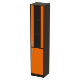 Офисный шкаф СБ-3+ДВ-62 цвет Венге + Оранж 40/37/200 см