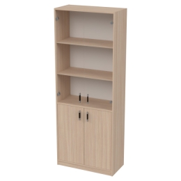 Офисный шкаф ШБ-3+А-5+С-28МВ прозр. цвет Дуб Молочный 77/37/200 см