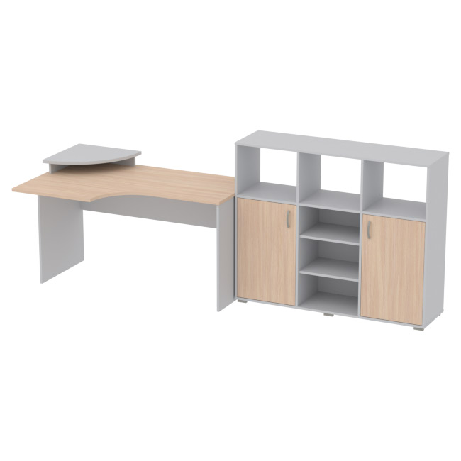Комплект офисной мебели КП-9 цвет Серый+Дуб Молочный