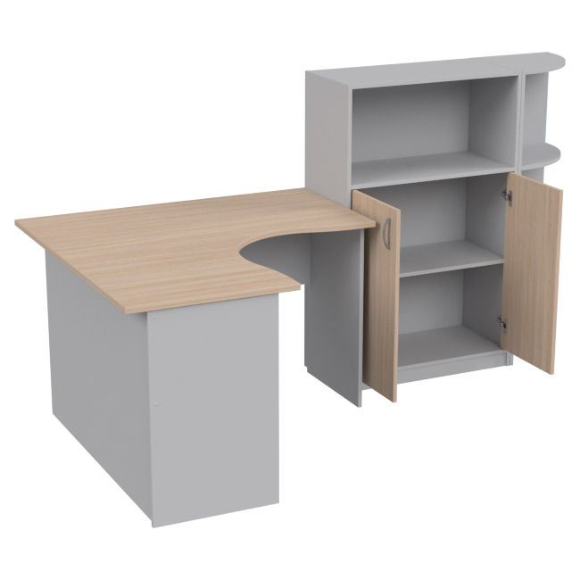 Комплект офисной мебели КП-10 цвет Серый+Дуб Молочный
