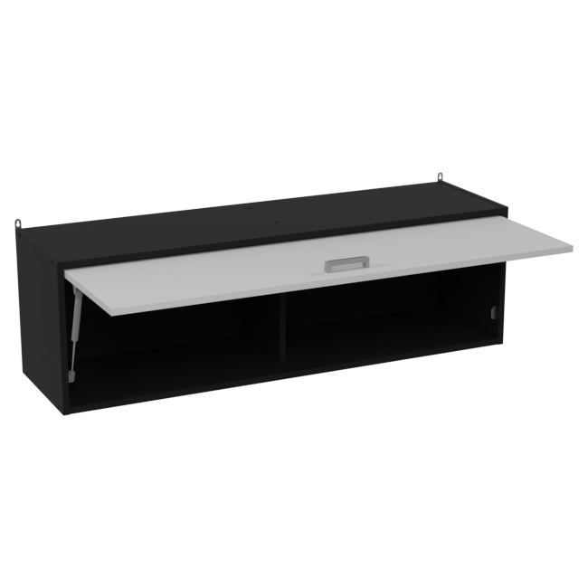 Навесная полка ПП-56+ДВ-56+С-19 цвет Черный + Серый 120/33/37