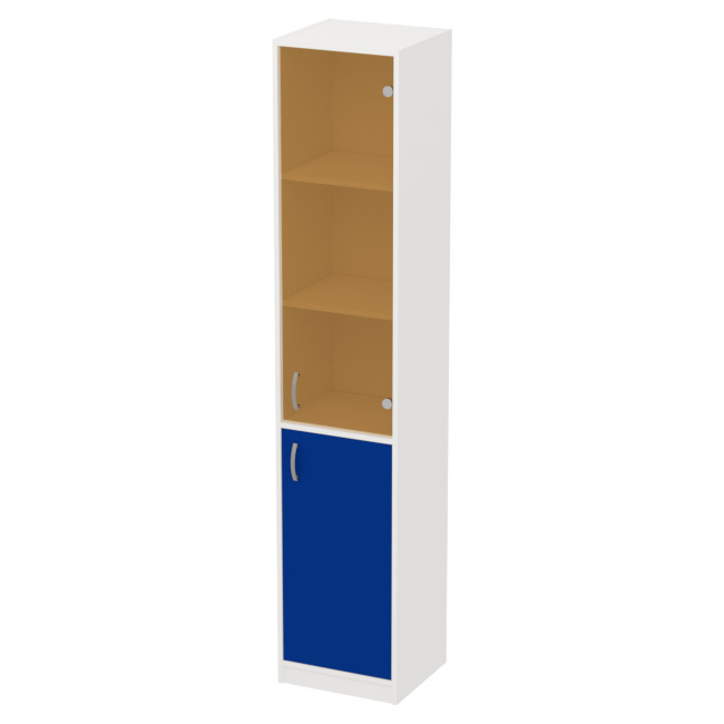 Офисный шкаф СБ-3+А5 тон. Бронза цвет Белый+Синий 40/37/200 см