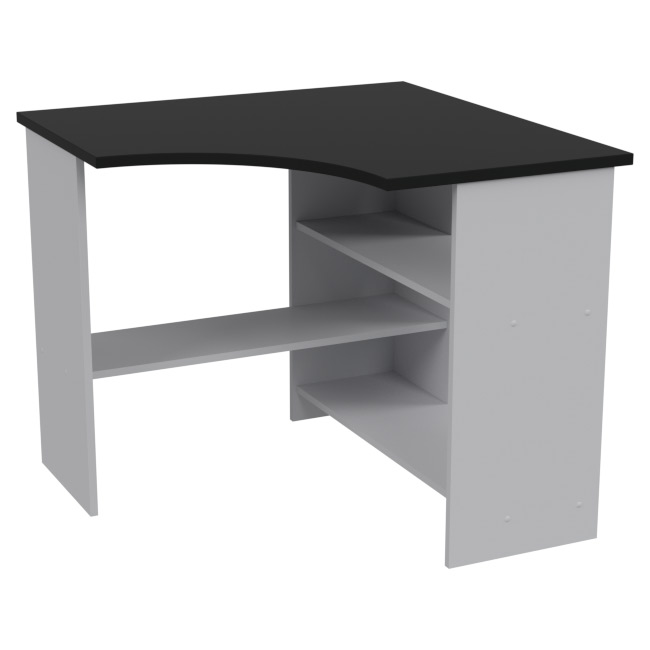 Угловой стол СТУ-21 цвет Серый+Черный 90/90/76 см