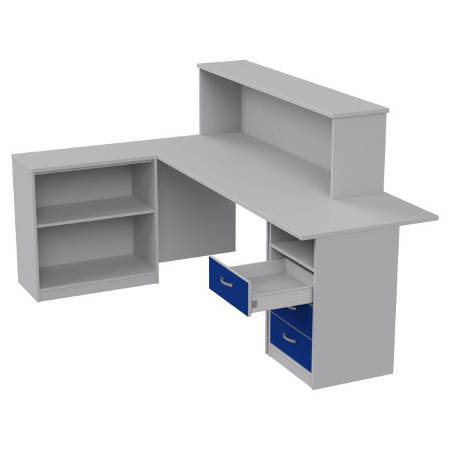 Комплект офисной мебели КП-12 цвет Серый+Синий