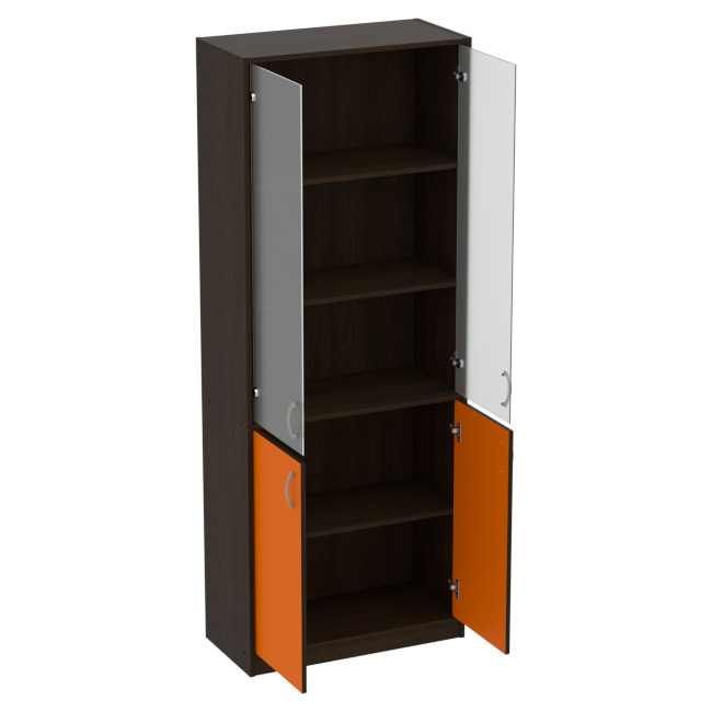 Офисный шкаф ШБ-3+А5 матовый цвет Венге+Оранж 77/37/200 см