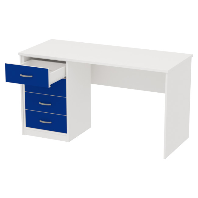 Офисный стол СТ-42+ТС-27 цвет Белый+Синий 140/60/76 см